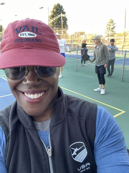 Deb playing pickleball